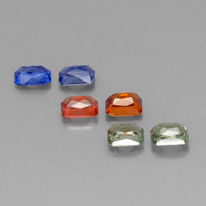 Gemas de zafiro multicolor natural de  ct, corte esmeralda, VVS-VS
