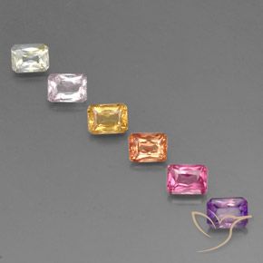 Gemas de Zafiro Multicolor natural de 1.93 ct, Corte Octágono / Esmeralda, VVS-VS