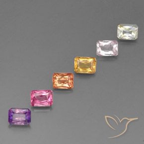 Gemas de Zafiro Multicolor natural de 1.93 ct, Corte Octágono / Esmeralda, VVS-VS
