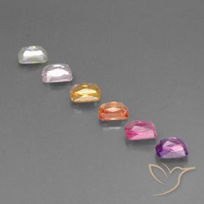 Gemas de Zafiro Multicolor natural de 1.93 ct, Corte Octágono / Esmeralda, VVS-VS