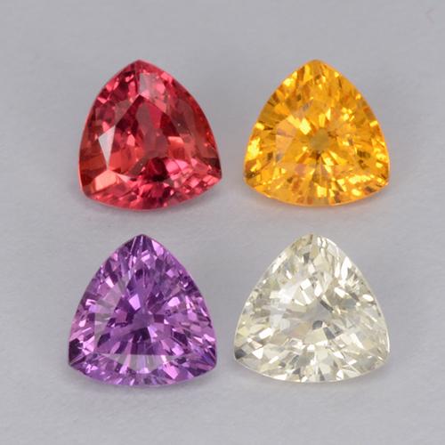 Gemas de zafiro multicolor natural de 1,26 ct, trillón, VVS-VS