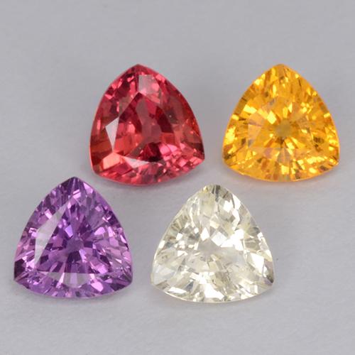Gemas de zafiro multicolor natural de 1,26 ct, trillón, VVS-VS