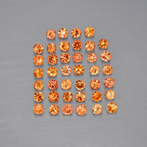 Gemas de zafiro naranja natural de  ct, corte redondo, VVS