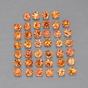 Gemas de zafiro naranja natural de  ct, corte redondo, VVS