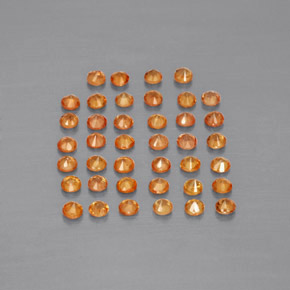 Gemas de zafiro naranja natural de  ct, corte redondo, VVS