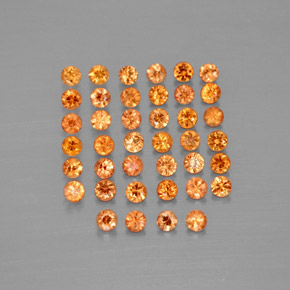 Gemas de zafiro naranja natural de  ct, corte redondo, VVS-VS