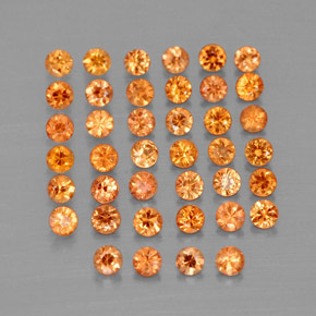 Gemas de zafiro naranja natural de  ct, corte redondo, VVS-VS