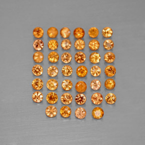 Gemas de zafiro naranja natural de  ct, corte redondo, VVS-VS
