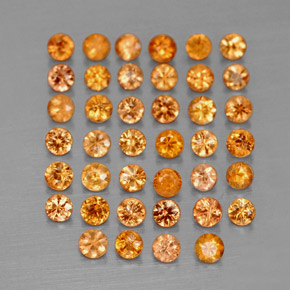 Gemas de zafiro naranja natural de  ct, corte redondo, VVS-VS