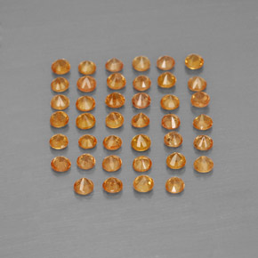Gemas de zafiro naranja natural de  ct, corte redondo, VVS-VS