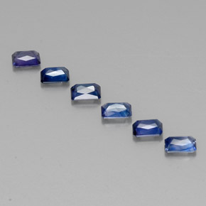 Gemas de zafiro azul natural de  ct, corte esmeralda, VVS-VS