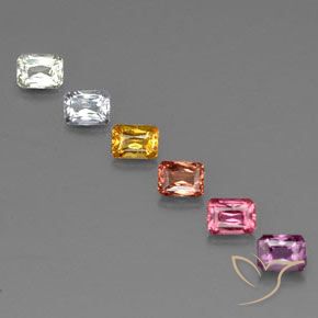 Gemas de Zafiro Multicolor natural de 1.83 ct, Corte Octágono / Esmeralda, VVS-VS