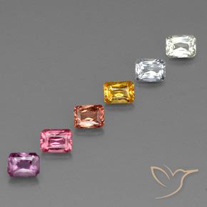 Gemas de Zafiro Multicolor natural de 1.83 ct, Corte Octágono / Esmeralda, VVS-VS