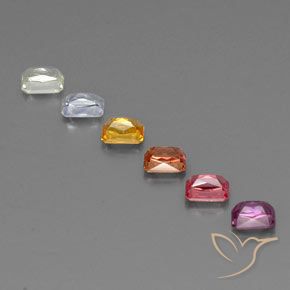 Gemas de Zafiro Multicolor natural de 1.83 ct, Corte Octágono / Esmeralda, VVS-VS