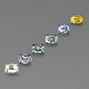 Gemas de zafiro multicolor natural de  ct, corte esmeralda, VVS-VS