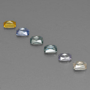 Gemas de zafiro multicolor natural de  ct, corte esmeralda, VVS-VS