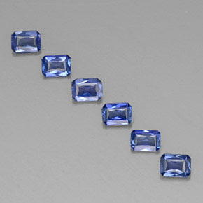Gemas de zafiro azul natural de  ct, corte esmeralda, VVS-VS