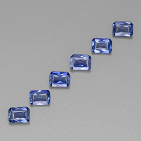 Gemas de zafiro azul natural de  ct, corte esmeralda, VVS-VS