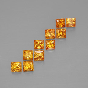 Gemas de zafiro naranja natural de  ct, cuadrado, VVS-VS