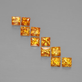 Gemas de zafiro naranja natural de  ct, cuadrado, VVS-VS