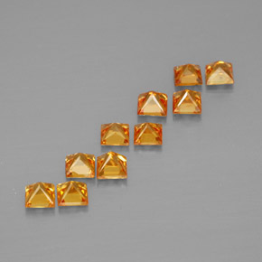 Gemas de zafiro naranja natural de  ct, cuadrado, VVS-VS