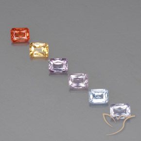 Gemas de Zafiro Multicolor natural de 1.87 ct, corte esmeralda, VS