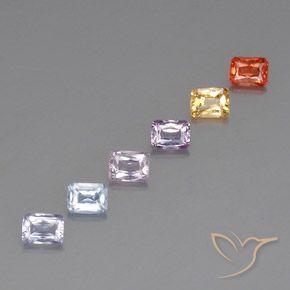 Gemas de Zafiro Multicolor natural de 1.87 ct, corte esmeralda, VS