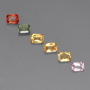 Gemas de zafiro multicolor natural de 1,20 ct, corte esmeralda, VS