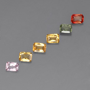 Gemas de zafiro multicolor natural de 1,20 ct, corte esmeralda, VS