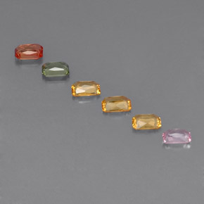 Gemas de zafiro multicolor natural de 1,20 ct, corte esmeralda, VS