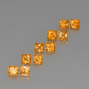 Gemas de zafiro naranja natural de 1,99 ct, cuadrado, VVS-VS