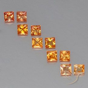 Gemas de zafiro naranja natural de 1,51 ct, cuadrado, VVS-VS