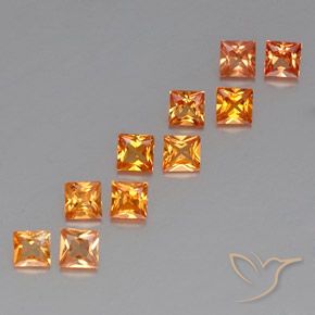Gemas de zafiro naranja natural de 1,51 ct, cuadrado, VVS-VS