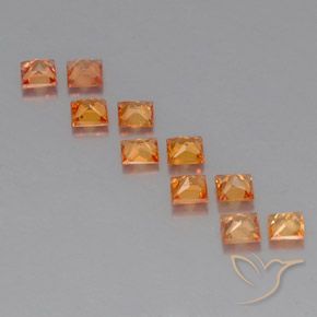 Gemas de zafiro naranja natural de 1,51 ct, cuadrado, VVS-VS
