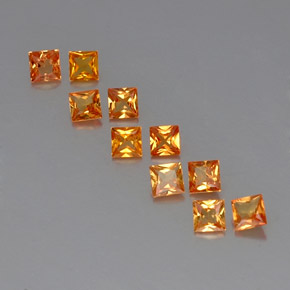 Gemas de zafiro naranja natural de  ct, cuadrado, VVS-VS