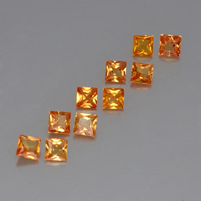 Gemas de zafiro naranja natural de  ct, cuadrado, VVS-VS
