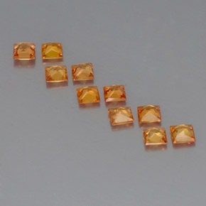 Gemas de zafiro naranja natural de  ct, cuadrado, VVS-VS