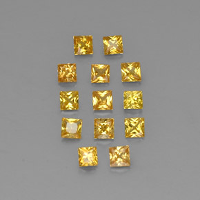 Gemas de zafiro amarillo natural de  ct, cuadrado, VVS-VS