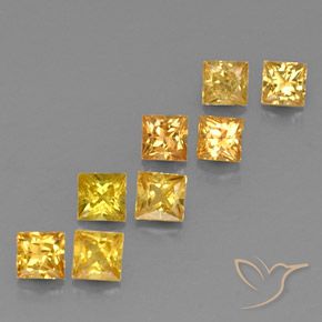 Gemas de Zafiro Dorado natural de 2.02 ct, Cuadrado, VS