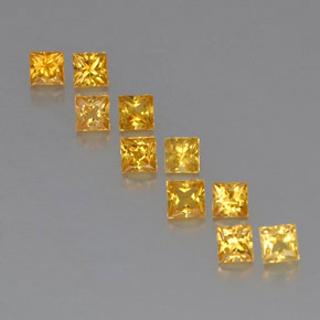 Gemas de zafiro amarillo natural de  ct, cuadrado, VVS-VS