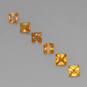 Gemas de zafiro naranja natural de 0,91 ct, cuadrado, VS