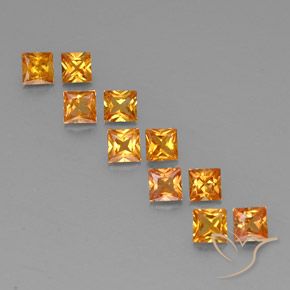 Gemas de zafiro naranja natural de 1,96 ct, cuadrado, VVS-VS