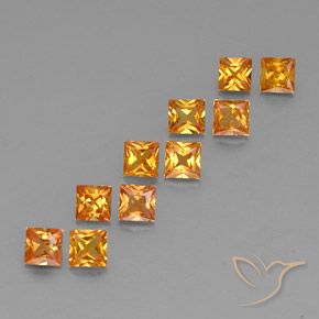 Gemas de zafiro naranja natural de 1,96 ct, cuadrado, VVS-VS
