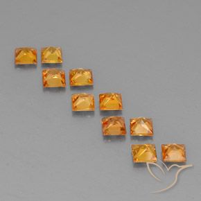 Gemas de zafiro naranja natural de 1,96 ct, cuadrado, VVS-VS