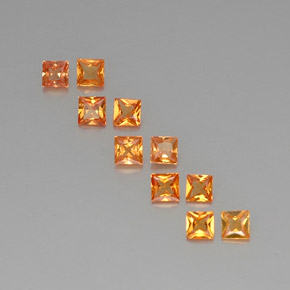 Gemas de zafiro naranja natural de 1,52 ct, cuadrado, VVS-VS