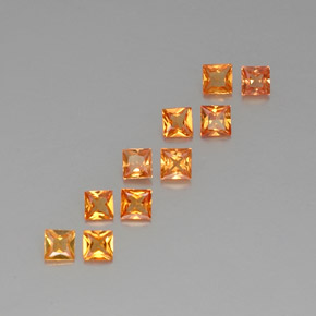 Gemas de zafiro naranja natural de 1,52 ct, cuadrado, VVS-VS