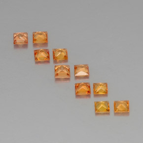 Gemas de zafiro naranja natural de 1,52 ct, cuadrado, VVS-VS