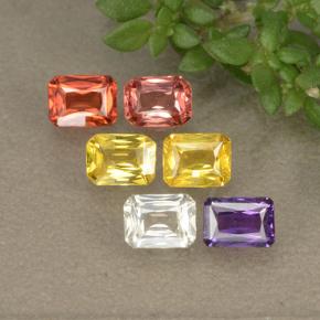 Gemas de zafiro multicolor natural de 1,55 ct, corte esmeralda, VS