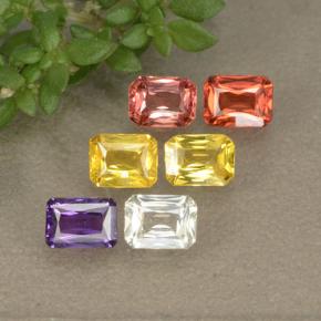 Gemas de zafiro multicolor natural de 1,55 ct, corte esmeralda, VS