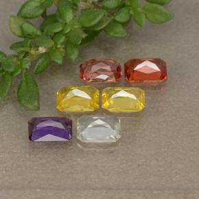 Gemas de zafiro multicolor natural de 1,55 ct, corte esmeralda, VS